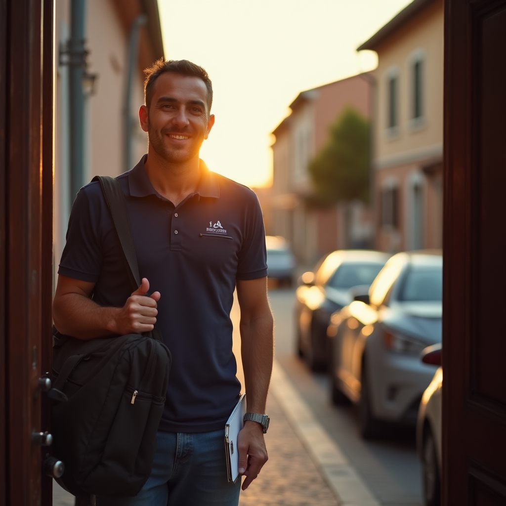 Operatore HalivorHub che ritira capi a domicilio